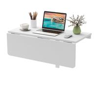 GIANTEX Bureau d'Ordinateur Murale Pliante - Table Rabattable - Support en pin - 80x60x45 cm - Salon, Cuisine, Buanderie - Blanc