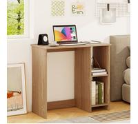 GIANTEX Bureau d'Ordinateur Petit -2 Compartiments ouvertes - 80x40x74 cm - Style Industriel - Salon, Chambre, Bureau - Naturel