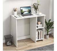 GIANTEX Bureau d'Ordinateur Petit - 2 Compartiments ouvertes - 80x40x74 cm - Style Industriel - Salon, Chambre, Bureau - Blanc