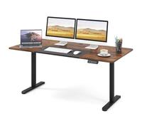Giantex Bureau Electrique Réglable en Hauteur 140 x 70 cm, Bureau Informatique, Fonction Mémoire, Design Anti-Collision, Fonction de Verrouillage Enfant, Table Électrique pour Chambre (Marron)