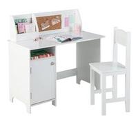 Giantex Bureau et Chaise avec Bibliothèque & Tableau d'Affichage, pour 3+ Ans Blanc