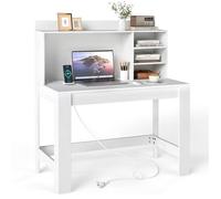 GIANTEX Bureau Informatique d'Ordinateur, Station de Charge, Étagères de Rangement, pour Salon, Chambre, 108 x 60 x 125 cm, Blanc