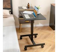 GIANTEX Bureau portable pour ordinateur portable avec hauteur réglable, roues verrouillables, dispositif de levage pneumatique, poste de travail pour ordinateur portable pour bureau et maison (Noir)
