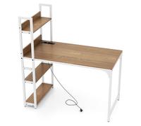 GIANTEX Bureau pour Ordinateur, Bureau Informatique avec Station de Chargement Intégrée, Étagères à 3 Niveaux, Poste de Travail pour Salle d’Étude, Maison, 120 x 65 x 130 cm (Naturel)