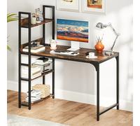 Giantex Bureau pour Ordinateur, Bureau Informatique avec Station de Chargement Intégrée, Étagères à 3 Niveaux, Poste de Travail pour Salle d’Étude, Maison, 120 x 65 x 130 cm (Marron)