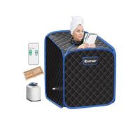 GIANTEX Cabine de Sauna Pliable 2L 1000W, Sauna à Vapeur Portable à Domicile avec Chaise Pliante, 9 Niveaux de Température, Noir