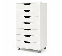 GIANTEX Caisson Bureau Mobile à 7 Tiroirs, Meuble Rangement Bureau à Roulettes Universelles, Meuble Tiroir pour Documents, Format A4 ou Lettres, Support d'Imprimante pour Chambre, Salon, Blanc