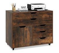 GIANTEX Caisson de Bureau avec 5 Roulettes-Commode à 5 Tiroirs-Armoire à Porte-Meuble de Rangement-Salon, Chambre-77,5x40x64cm-Brun