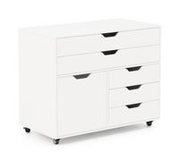GIANTEX Caisson de Bureau avec 5 Roulettes-Commode à 5 Tiroirs-Armoire à Porte-Meuble de Rangement-Salon,