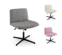 GIANTEX Chaise Bureau sans Accoudoirs, Large Siège & Basculement à 120°, Fauteuil Bureau Réglable en Hauteur sans roulettes, Chaise Coiffeuse Rembourrée Pivotante pour Chambre, Salon, Gris
