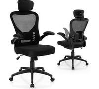 Chaise de Bureau Ergonomique, Chaise Pivotante avec Support Lombaire, Noir