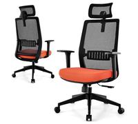 GIANTEX Chaise de Bureau Ergonomique Réglable en Hauteur en Maille, Fauteuil Pivotant de Bureau Confortable à roulettes avec Appui-tête, Soutien Lombaire, pour Bureau, Réunion, Étude, Charge 180 KG