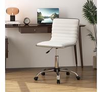 Giantex Chaise de Bureau, Hauteur Réglable, Chaise Pivotante à 360°, Roues Universelles, Dossier et Siège Rembourrés, Charge 150 kg, Fauteuil Coiffeuse pour Chambre, Salon, Bureau, Blanc
