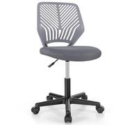 Giantex Chaise de bureau pour enfants, chaise de bureau mignonne avec dossier en forme de S et siège rembourré, chaise d'apprentissage pivotante sans bras sur roulettes pour garçons et filles (gris)