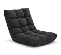 Giantex Chaise de Sol Pliable, Chaise de Méditation avec Dossier réglable, Coussin/Fauteuil de Sol Rembourré pour Maison, Bureau, 105 x 56 x 15CM (Noir)