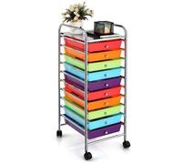 GIANTEX Chariot de Rangement- Tour de Rangement- Cadre en Métal- 10 Tiroirs- 4 Roulettes- Salon,Chambre- 33x37x86cm- Multicolore