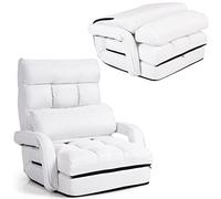 GIANTEX Chauffeuse 1 Place Adulte avec Accoudoirs et Coussins, Fauteuil Convertible avec Oreiller, Fauteuil Relax avec Dossier Réglable en 5 Positions 65 x 67 x 72 CM