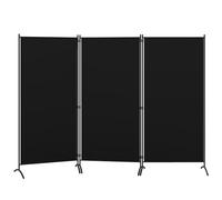 GIANTEX Cloison à 3 Panneaux Autoportante, Paravent Pliable avec Charnières Résistantes en Acier pour Salon, Bureau 260X183CM, Noir/Blanc/Gris/Marron (Noir)