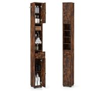 GIANTEX Colonne de Salle de Bain Etroit-20x20x180cm-5 Etagères Réglables-Armoire de Rangement à 2 Portes Haute-Salon, Chambre-Café