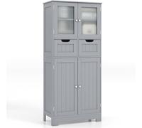 GIANTEX Colonne/Meuble Salle de Bain- 2 Tiroirs et 4 Portes- 2 Étagères Réglables- Armoire Haute- pour Cuisine/Salon- Gris