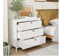 GIANTEX Commode à 3 Tiroirs, Armoire de Rangement Moderne, Anti-basculement, 80 x 40 x 79 cm, pour Chambre, Salon, Bureau, Blanc