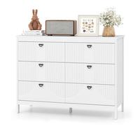 GIANTEX Commode à 6 Tiroirs, Armoire de Rangement Moderne, Anti-basculement, 106 x 40 x 79 cm, pour Chambre, Salon, Bureau, Blanc