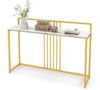 GIANTEX Console Meuble Entrée 1 Etage- Imprimée Marbre Doré- Table Console Scandinave pour Salon- Cadre en Métal- 120x 32x 89cm