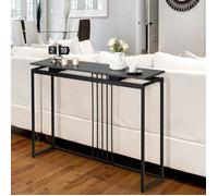 GIANTEX Console Meuble Entrée à 1 Etage en Effect Marbre,Table Console Moderne pour Entrée/Salon,Cadre en Fer,120x 30x 90CM,Noir