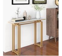 GIANTEX Console Meuble Entrée à 1 Etage Imprimée Marbre Doré,Table Console Scandinave pour Entrée/Salon,Cadre en Métal,110x30x 81CM