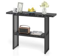 GIANTEX Console Meuble Entrée à 2 Etages Imprimée Marbre, Table d’Entrée/Salon, Cadre en Acier, 120x29,5x92,5CM, Noir