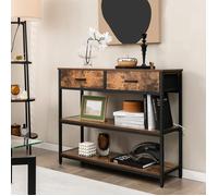 GIANTEX Console Meuble Entrée à 3 Étages avec 2 Tiroirs Pliables- Table Console Style Industriel- Cadre en Métal- 100x 30x 80 cm