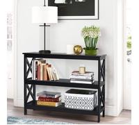 GIANTEX Console Meuble Entrée à 3 Étages,Table d’Appoint,Table d’Entrée/Salon/Chambre,100x33x80CM,Style Scandinave,Noir