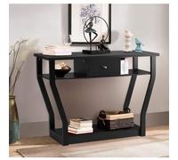 GIANTEX Console Meuble Entrée avec Tiroir et 3 Étages de Rangement,Table d’Appoint,Table d’Entrée/Salon/Chambre,120x30x81 CM,Noir