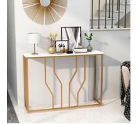 GIANTEX Console Meuble Entrée- Imprimée Marbre Doré- 110x 30x 80 CM- Table Console Scandinave pour Salon/Couloir- Cadre en Métal