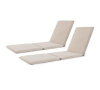 GIANTEX Coussin Bain de Soleil Lot de 2, Coussin Chaise Longue Pliant avec Attaches à Crochets et Boucles, Matelas Bain de Soleil pour Meubles de Patio Intérieurs et Extérieurs, 182 x 59 cm, Beige