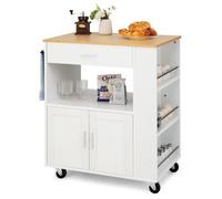 GIANTEX Desserte de Cuisine à Roulettes Multifonctionnel-Étagères à épices à 3 niveaux-Tiroir-Chariot de rangement-82x50x92cm-Blanc