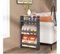 GIANTEX Desserte de Cuisine avec Roulettes à 4 Niveaux - Chariot de Service Étroit avec Poignée - 47,5x 13x 80,5 cm - Gris