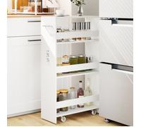 GIANTEX Desserte de Cuisine Étroit à Roulettes avec Freins- 47,5x20x80,5cm- Station de Charge- Chariot de Service à 4 Niveaux- Blanc