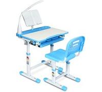 Ensemble Bureau et Chaise avec Lampe Enfants Inclinable 0-40° Hateur Réglable et Table à Dessin avec 1 Tiroir Bleu