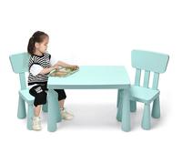 GIANTEX Ensemble de Table et 2 Chaise pour Enfants 1-7 Ans, Dossier Ergonomique, pour Jouer,Dessiner,Etudier,35x36x66,5cm,Vert