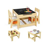 GIANTEX Ensemble de Table et 2 Chaises pour Enfant, Set Table d'Activités 3 en 1 Multifonctionnel pour Enfant avec Tiroir de Rangement sous l'Assise, pour Chambre d'enfant, Jardin d'enfants