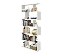 GIANTEX Étagère Bibliothèque en Bois à 6 Niveaux,80x23x191CM,Meuble Rangement Blanc avec Patins Antidérapants,Style Scandinave