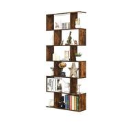 GIANTEX Étagère Bibliothèque en Bois à 6 Niveaux sur Pied,80x23x191CM,Meuble de Rangement Style Industriel avec Patins
