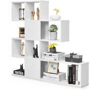 GIANTEX Étagère Bibliothèque sur Pieds- 4 Niveaux et 10 Compartiments- 120x19,5x109 cm-Meuble Rangement- pour Salon/Bureau- Blanc