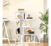 GIANTEX Étagère en Escalier à 5 Niveaux, Bibliothèque en Forme de S avec 6 Compartiments,Étagère Autoportante, Séparateur de Pièce pour Salon, Chambre, Bureau (Blanc)