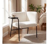 GIANTEX Fauteuil avec Table Intégrée en Velours Côtelé,Cadre Métallique,Coussin Rembourré pour Salon,Chambre,Charge 150kg