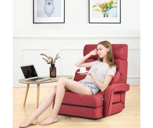 GIANTEX Fauteuil Convertible avec Accoudoir et Dossier Réglable à 5 Positions, Conception Ergonomique pour Maison, Bureau