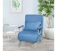 Fauteuil Convertible,Fauteuil-lit Chauffeuse 1 Place en Tissu avec Coussin,Dossier Réglable de 5 Positions et 2 Accoudoirs pour Salon,Bureau,Chambre