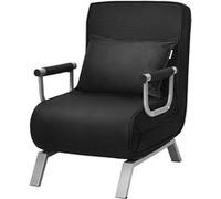 giantex fauteuil convertible,fauteuil-lit chauffeuse 1 place en tissu avec coussin,dossier réglable de 5 positions et 2 accoudoirs, noir Noir G