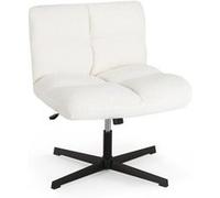 Giantex Fauteuil de Salon, Chaise Coiffeuse à Pieds Croisés Métal, Hauteur Réglable, Beige Beige G